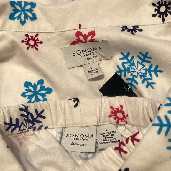 Women's Sonoma Snowflake Pajamas: Notch Collar Fleece Pajama Set| Sz Lg - Picture 3 of 11